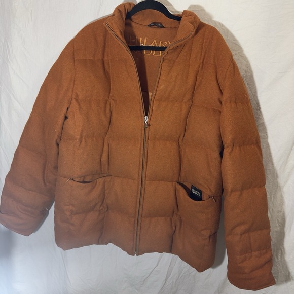 Hilary Radley Jackets & Blazers - Hilary Radley Burnt Orange Wool Feather Down Puffer Jacket Women's Size XL